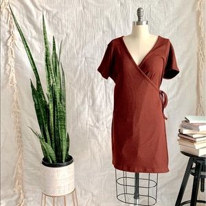 Madewell Rust Knit Mini Wrap Dress